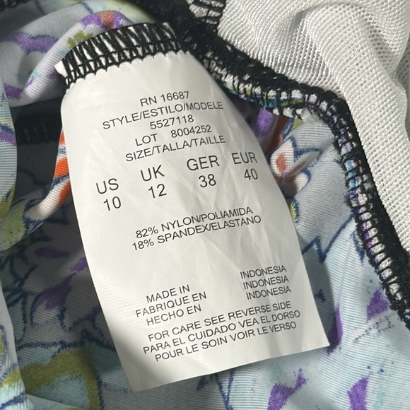 Swim Solutions Tankini Top Swimsuit size 10 Boho Paisley V Neck Underwire NEW - Picture 15 of 16